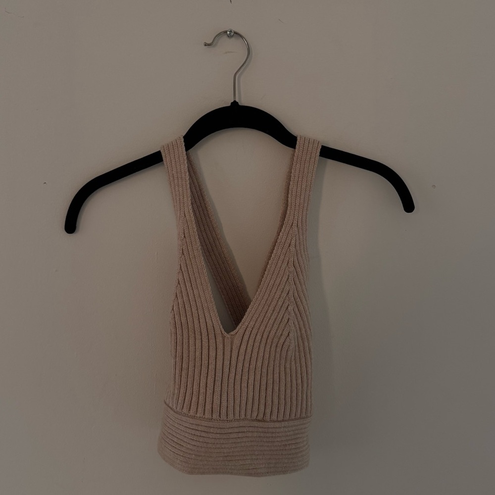 Lulus Ribbed Cross Back Crop Top - Picture 4 of 6